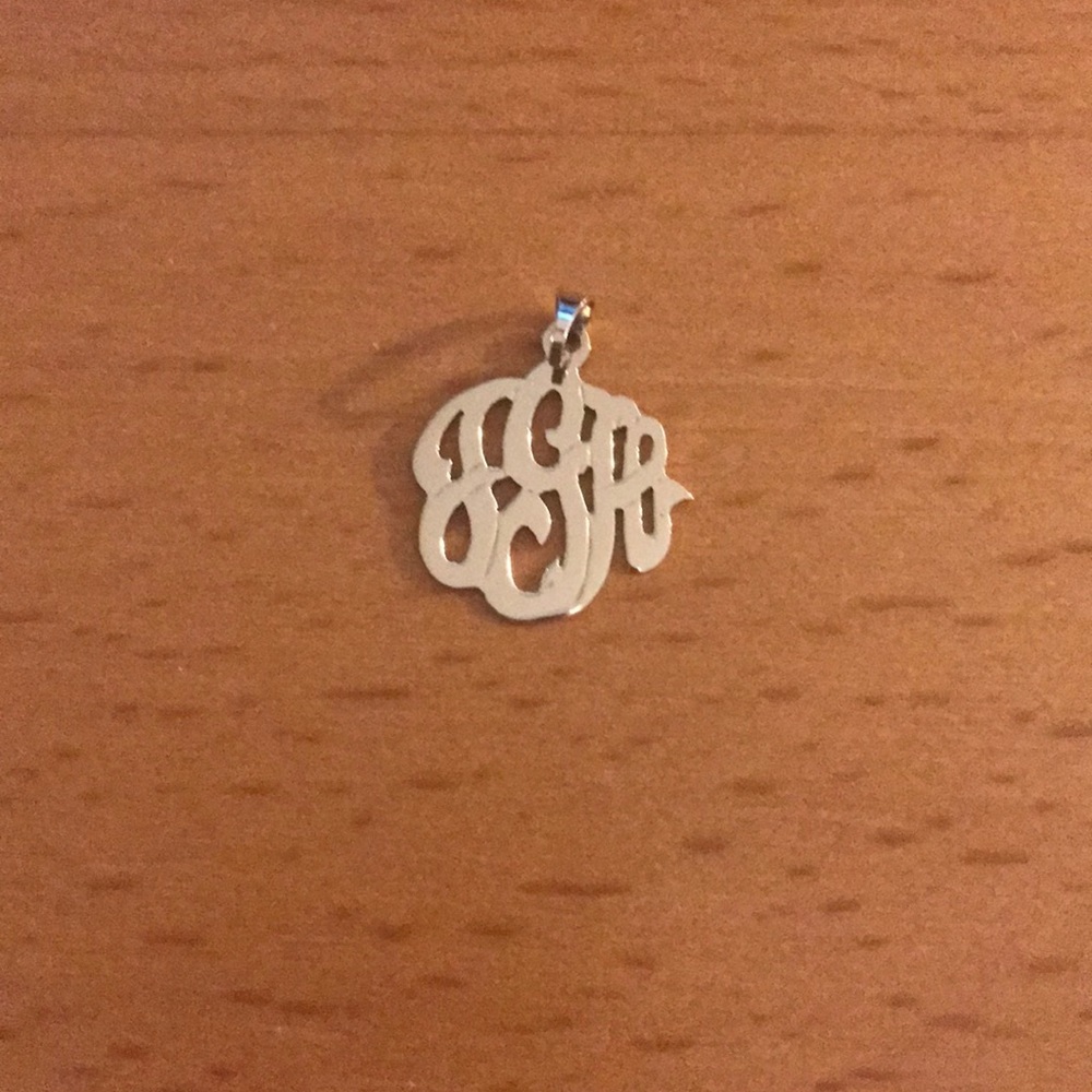 14k White gold monogram charm